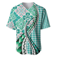 Aloha Vintage Palaka Floral Hawaiian Quilt Baseball Jersey Polu Motif - Polynesian Pride