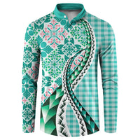 Aloha Vintage Palaka Floral Hawaiian Quilt Button Sweatshirt Polu Motif - Polynesian Pride