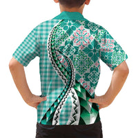 Aloha Vintage Palaka Floral Hawaiian Quilt Family Matching Puletasi and Hawaiian Shirt Polu Motif - Polynesian Pride