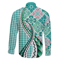 Aloha Vintage Palaka Floral Hawaiian Quilt Family Matching Short Sleeve Bodycon Dress and Hawaiian Shirt Polu Motif - Polynesian Pride