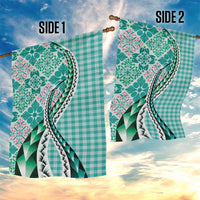 Aloha Vintage Palaka Floral Hawaiian Quilt Garden Flag Polu Motif - Polynesian Pride