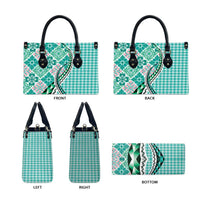 Aloha Vintage Palaka Floral Hawaiian Quilt Leather Bag Polu Motif - Polynesian Pride