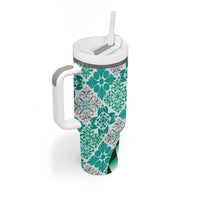 Aloha Vintage Palaka Floral Hawaiian Quilt Tumbler With Handle Polu Motif - Polynesian Pride