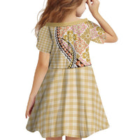 Aloha Vintage Palaka Floral Hawaiian Quilt Family Matching Off Shoulder Maxi Dress and Hawaiian Shirt Melemele Motif - Polynesian Pride