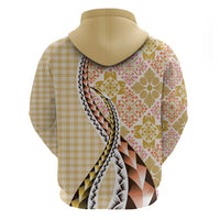 Aloha Vintage Palaka Floral Hawaiian Quilt Hoodie Melemele Motif - Polynesian Pride