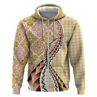 Aloha Vintage Palaka Floral Hawaiian Quilt Hoodie Melemele Motif - Polynesian Pride