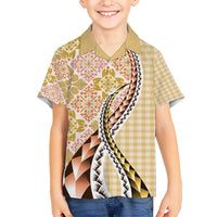 Aloha Vintage Palaka Floral Hawaiian Quilt Kid Hawaiian Shirt Melemele Motif - Polynesian Pride