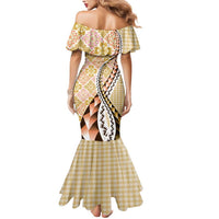 Aloha Vintage Palaka Floral Hawaiian Quilt Mermaid Dress Melemele Motif - Polynesian Pride