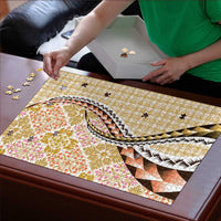 Aloha Vintage Palaka Floral Hawaiian Quilt Puzzle Melemele Motif - Polynesian Pride