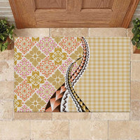 Aloha Vintage Palaka Floral Hawaiian Quilt Rubber Doormat Melemele Motif - Polynesian Pride
