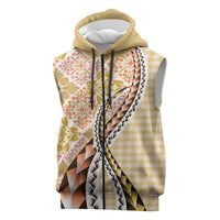 Aloha Vintage Palaka Floral Hawaiian Quilt Sleeveless Zip Hoodie Melemele Motif LT9