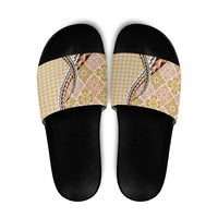 Aloha Vintage Palaka Floral Hawaiian Quilt Slide Sandals Melemele Motif - Polynesian Pride