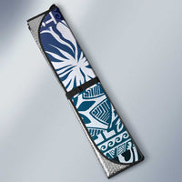 Aloha Vintage Plumeria Hawaiian Tapa Pattern Auto Sun Shade Blue Hawaiian Tapa Pattern - Polynesian Pride