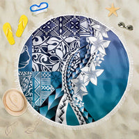 Aloha Vintage Plumeria Hawaiian Tapa Pattern Beach Blanket Blue Hawaiian Tapa Pattern - Polynesian Pride