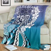 Aloha Vintage Plumeria Hawaiian Tapa Pattern Blanket Blue Hawaiian Tapa Pattern - Polynesian Pride