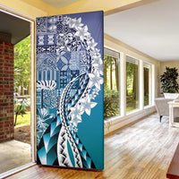 Aloha Vintage Plumeria Hawaiian Tapa Pattern Door Cover Blue Hawaiian Tapa Pattern - Polynesian Pride