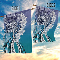 Aloha Vintage Plumeria Hawaiian Tapa Pattern Garden Flag Blue Hawaiian Tapa Pattern - Polynesian Pride