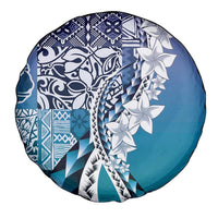 Aloha Vintage Plumeria Hawaiian Tapa Pattern Spare Tire Cover Blue Hawaiian Tapa Pattern - Polynesian Pride