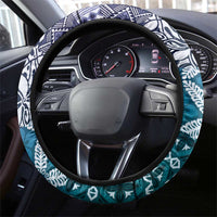 Aloha Vintage Plumeria Hawaiian Tapa Pattern Steering Wheel Cover Blue Hawaiian Tapa Pattern - Polynesian Pride