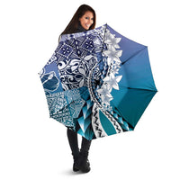 Aloha Vintage Plumeria Hawaiian Tapa Pattern Umbrella Blue Hawaiian Tapa Pattern - Polynesian Pride