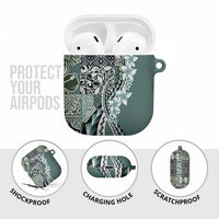 Aloha Vintage Plumeria Hawaiian Tapa Pattern AirPods Case Dark Turquoise Hawaiian Tapa Pattern - Polynesian Pride