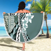 Aloha Vintage Plumeria Hawaiian Tapa Pattern Beach Blanket Dark Turquoise Hawaiian Tapa Pattern - Polynesian Pride