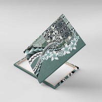 Aloha Vintage Plumeria Hawaiian Tapa Pattern Canvas Wall Art Dark Turquoise Hawaiian Tapa Pattern - Polynesian Pride