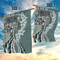 Aloha Vintage Plumeria Hawaiian Tapa Pattern Garden Flag Dark Turquoise Hawaiian Tapa Pattern - Polynesian Pride