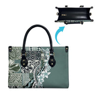 Aloha Vintage Plumeria Hawaiian Tapa Pattern Leather Bag Dark Turquoise Hawaiian Tapa Pattern - Polynesian Pride