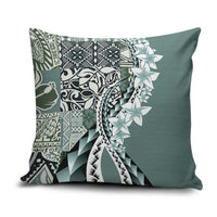 Aloha Vintage Plumeria Hawaiian Tapa Pattern Pillow Cover Dark Turquoise Hawaiian Tapa Pattern - Polynesian Pride