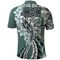 Aloha Vintage Plumeria Hawaiian Tapa Pattern Polo Shirt Dark Turquoise Hawaiian Tapa Pattern - Polynesian Pride