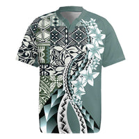 Aloha Vintage Plumeria Hawaiian Tapa Pattern Rugby Jersey Dark Turquoise Hawaiian Tapa Pattern - Polynesian Pride