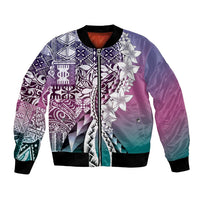 Aloha Vintage Plumeria Hawaiian Tapa Pattern Bomber Jacket Gradient Hawaiian Tapa Pattern - Polynesian Pride