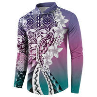 Aloha Vintage Plumeria Hawaiian Tapa Pattern Button Sweatshirt Gradient Hawaiian Tapa Pattern - Polynesian Pride