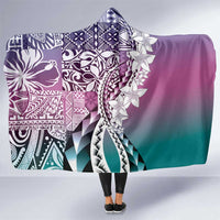 Aloha Vintage Plumeria Hawaiian Tapa Pattern Hooded Blanket Gradient Hawaiian Tapa Pattern - Polynesian Pride