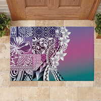 Aloha Vintage Plumeria Hawaiian Tapa Pattern Rubber Doormat Gradient Hawaiian Tapa Pattern - Polynesian Pride
