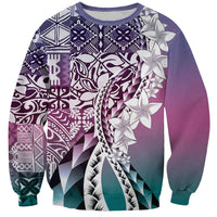 Aloha Vintage Plumeria Hawaiian Tapa Pattern Sweatshirt Gradient Hawaiian Tapa Pattern - Polynesian Pride
