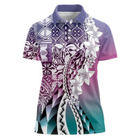 Aloha Vintage Plumeria Hawaiian Tapa Pattern Women Polo Shirt Gradient Hawaiian Tapa Pattern - Polynesian Pride