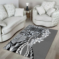 Aloha Vintage Plumeria Hawaiian Tapa Pattern Area Rug Gray Hawaiian Tapa Pattern - Polynesian Pride