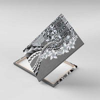 Aloha Vintage Plumeria Hawaiian Tapa Pattern Canvas Wall Art Gray Hawaiian Tapa Pattern - Polynesian Pride