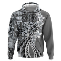 Aloha Vintage Plumeria Hawaiian Tapa Pattern Hoodie Gray Hawaiian Tapa Pattern - Polynesian Pride