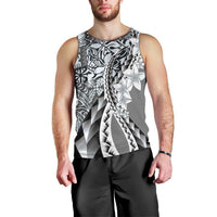 Aloha Vintage Plumeria Hawaiian Tapa Pattern Men Tank Top Gray Hawaiian Tapa Pattern - Polynesian Pride