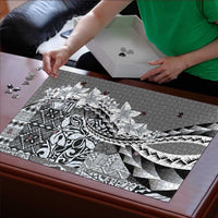 Aloha Vintage Plumeria Hawaiian Tapa Pattern Puzzle Gray Hawaiian Tapa Pattern - Polynesian Pride