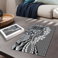 Aloha Vintage Plumeria Hawaiian Tapa Pattern Puzzle Gray Hawaiian Tapa Pattern - Polynesian Pride