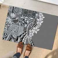 Aloha Vintage Plumeria Hawaiian Tapa Pattern Rubber Doormat Gray Hawaiian Tapa Pattern - Polynesian Pride
