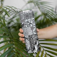 Aloha Vintage Plumeria Hawaiian Tapa Pattern Skinny Tumbler Gray Hawaiian Tapa Pattern - Polynesian Pride