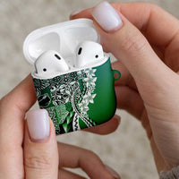 Aloha Vintage Plumeria Hawaiian Tapa Pattern AirPods Case Green Hawaiian Tapa Pattern - Polynesian Pride