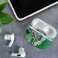 Aloha Vintage Plumeria Hawaiian Tapa Pattern AirPods Case Green Hawaiian Tapa Pattern - Polynesian Pride