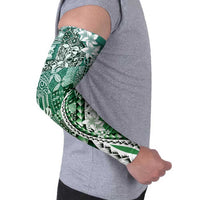 Aloha Vintage Plumeria Hawaiian Tapa Pattern Arm Sleeves Green Hawaiian Tapa Pattern - Polynesian Pride