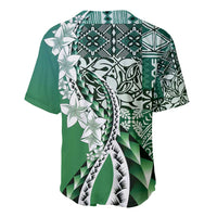 Aloha Vintage Plumeria Hawaiian Tapa Pattern Baseball Jersey Green Hawaiian Tapa Pattern - Polynesian Pride